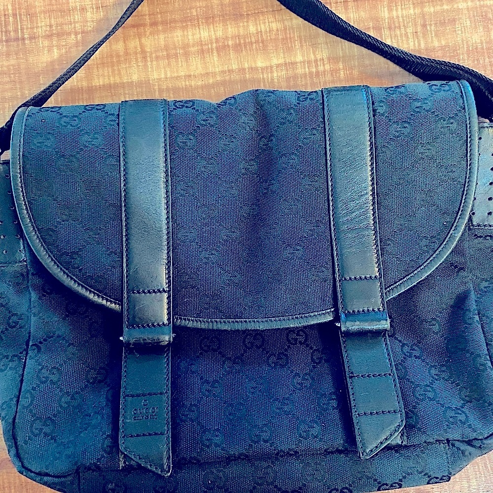Gucci vintage black GG canvas crossbody bag